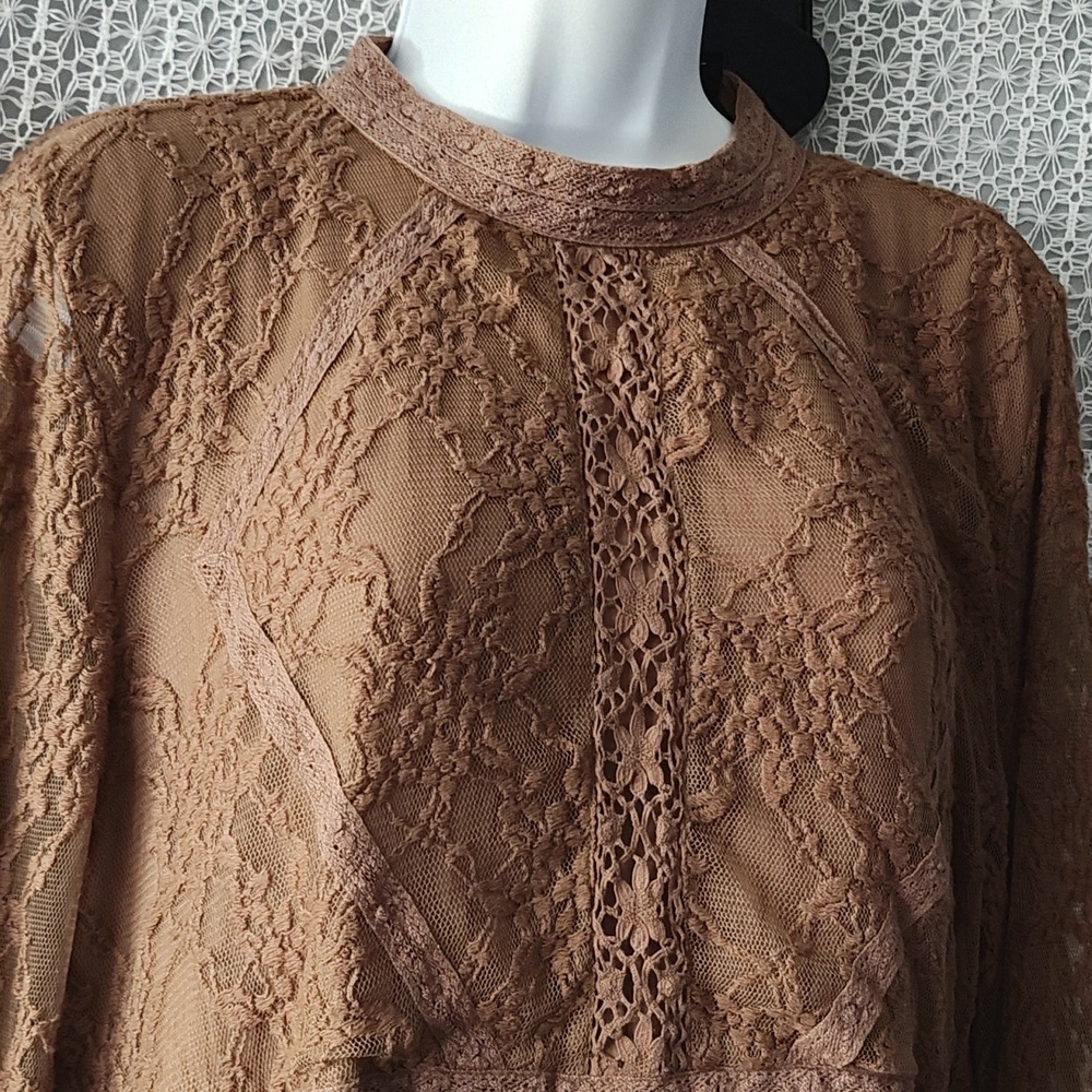 American Eagle Outfitters Lace Top in Tan